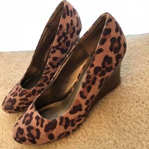 Leopard print wedge heels